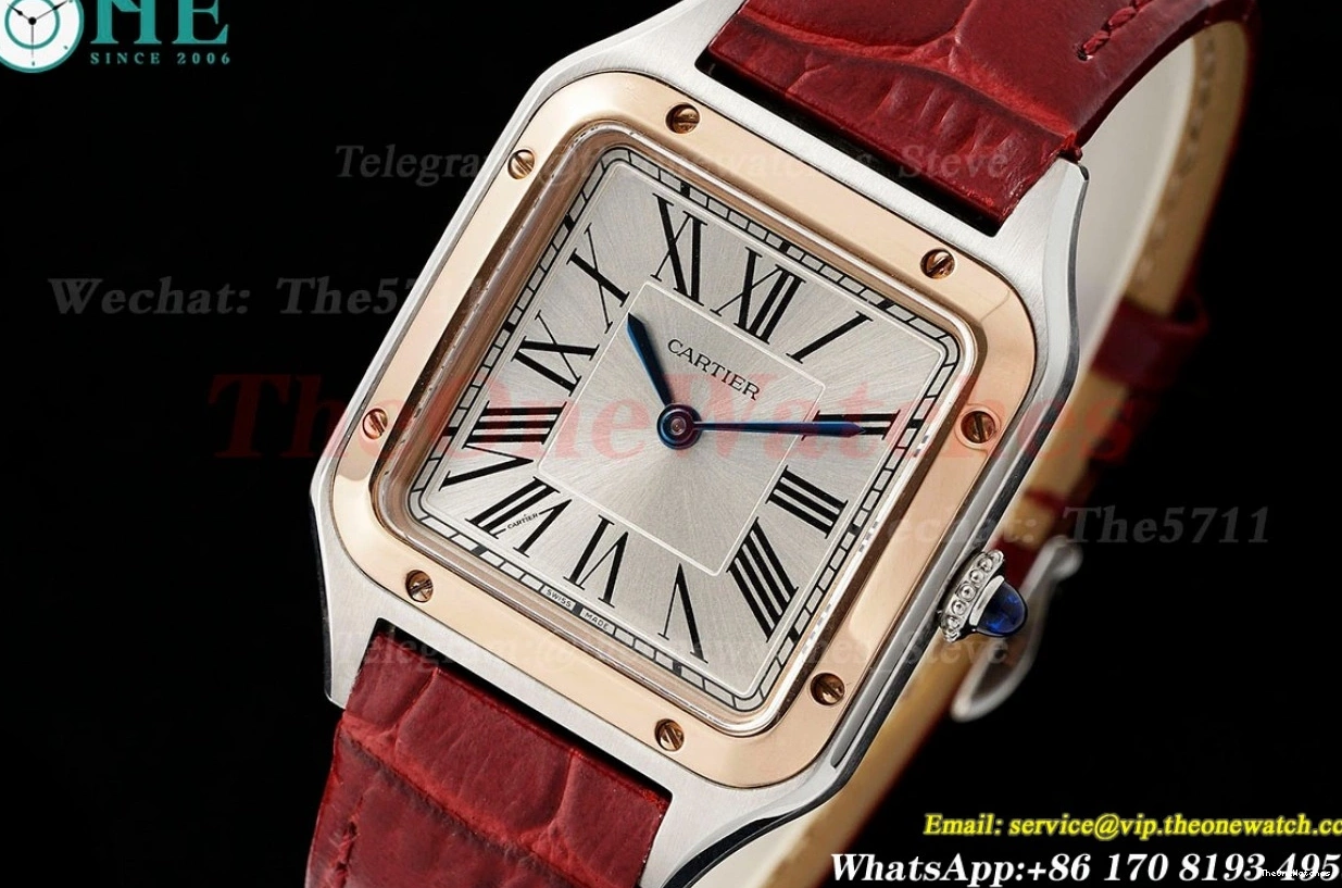 Quartz LE Dumont Silver Dial Wine Santos Red AF RG 0420